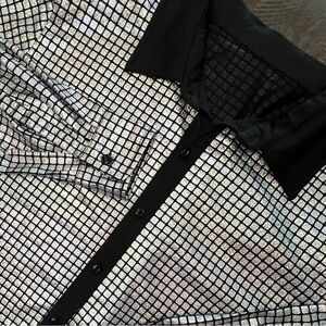 Elegant Black and Silver Men's Button Down Shirt